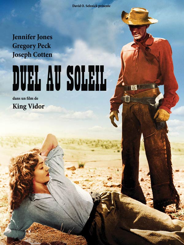 The French poster for Duel in the Sun, featuring Jennifer Jones and Gregory Peck