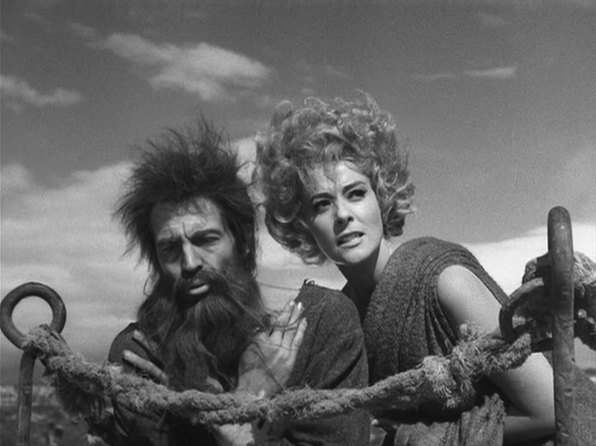 Claudio Brook's Simon is tempted by Silvia Pinal's Satan in Simon of the Desert