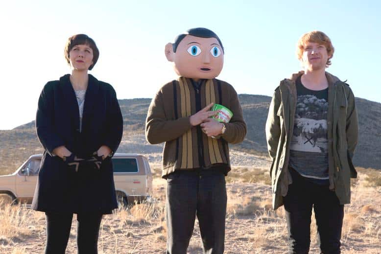 Maggie Gyllenhall, Michael Fassbender (possibly) and Domhnall Gleeson in Frank