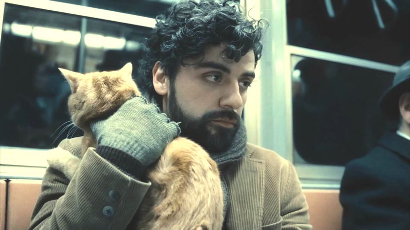Oscar Isaac and cat in Inside Llewyn Davis
