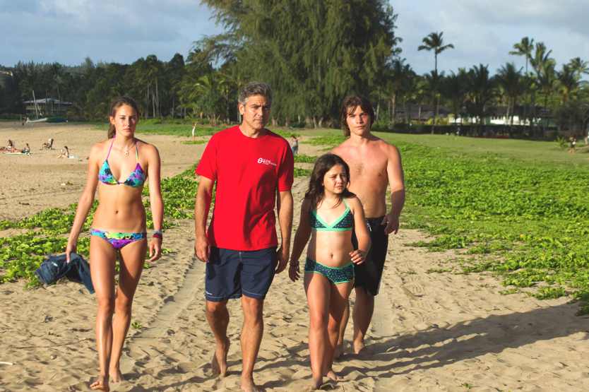 Shailene Woodley, George Clooney, Amara Miller and Nick Krause